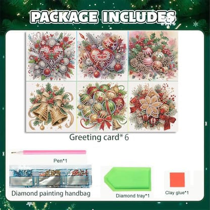 POETRYDRAW 6 Pack 5D DIY Diamond Art Painting Christmas Flower Greeting Card Kit, Diamond Art Birthday Holiday Greeting Card, Crafts Kit Creative with Envelope - Image 6