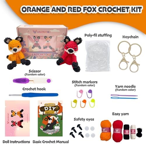 Fox Crochet Kit for Beginners, Learn to Crochet Starter Set with Step-by-Step Video Tutorial & Crocheting Manual, Easy Yarn Knitting Project for Adult & Kid 12+, Stuffed Animal Doll for Xmas Gift - Image 3