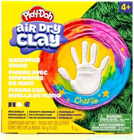 Play-Doh Air Dry Clay Handprint Stone, Includes Reusable Mold, 5 Acrylic Paints, & 5 oz. of Paintable White Clay, Kids Craft Kit, Crafts for Kids Ages 4-8, Art Supplies for Craftrooms and Classrooms by Unknown