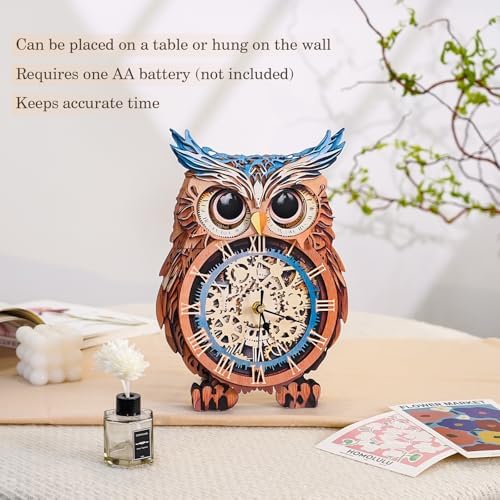 KAAYEE 3D Puzzles for Adults Owl Clock Bird Wooden Puzzle DIY Craft - Image 4