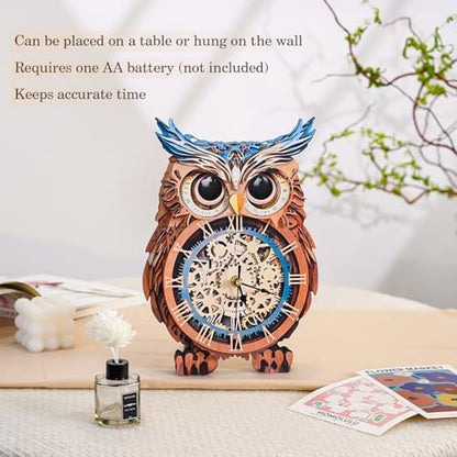 KAAYEE 3D Puzzles for Adults Owl Clock Bird Wooden Puzzle DIY Craft - Image 4