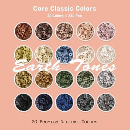 ADIIL 7200pcs Clay Beads Bracelet Making Kit, 6mm Polymer Heishi Beads for Jewelry Making, Friendship Bracelet Kit Birthday Gift for Adults Neutral - Image 2