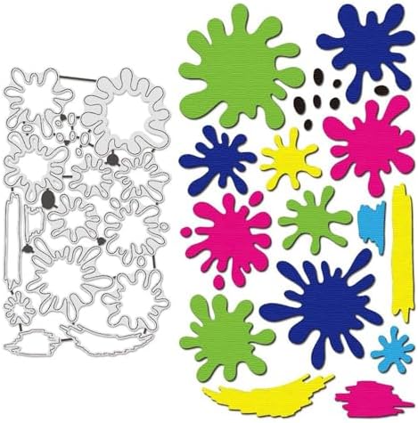Lapoo Tool Metal Cutting Die for Scrapbooking - Durable, Cut Stencils for DIY Scrapbook Photo Album Decorative Paper Card, Card Making Supplies, Embossing (Colorful Splatter Painting 6.8 x 3.9 in) - Image 3