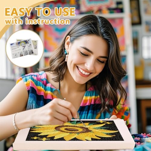 Doodlream Sunflower DIY Punch Needle Embroidery Kit for Adult Beginner - Image 3