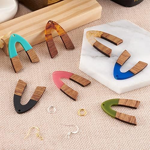 FASHEWELRY Resin Wood Earring Kit with 16Pcs Wood Resin Earring Charms Wooden Earrings Blanks Open Jump Rings French Earrings Hooks for Jewelry Making - Image 2