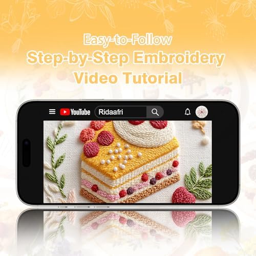 RidaaFri Embroidery Kit for Beginners, 3PC Starter Set Cake Fruit Patterns - Image 7