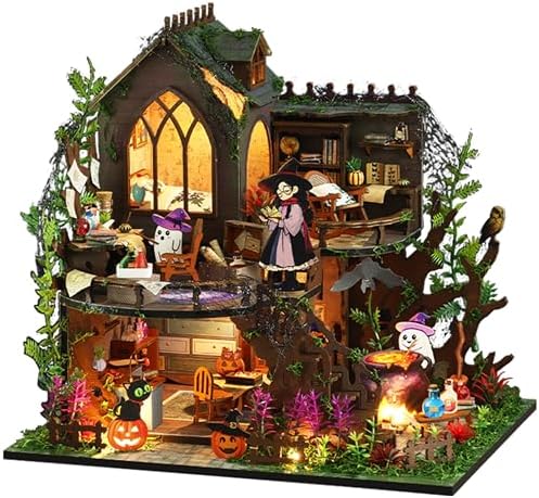 ISSEVE Miniature House Kit, Halloween Magic Castle Tiny House Building Kit by ISSEVE
