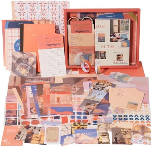 YagCu Aesthetic Scrapbook Kit, Sunset Junk Journal Supplies, Vintage Journaling and Scrapbooking Set, Bullet Journals Materials, Large Collection for Women Adults Beginners, Arts Craft by YagCu