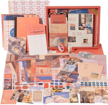 YagCu Aesthetic Scrapbook Kit, Sunset Junk Journal Supplies, Vintage Journaling and Scrapbooking Set, Bullet Journals Materials, Large Collection for Women Adults Beginners, Arts Craft by YagCu