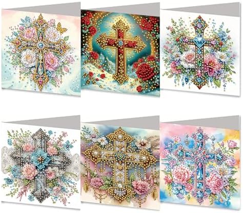 MaiYiYi 6 Pack DIY Cross Diamond Painting Greeting Cards Kit by MaiYiYi
