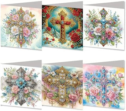 MaiYiYi 6 Pack DIY Cross Diamond Painting Greeting Cards Kit by MaiYiYi