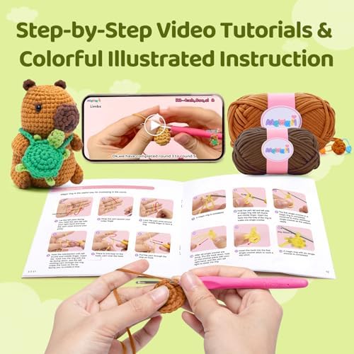 Mewaii Capybara Crochet Kit for Beginners, 40% Extra Yarn - Image 3