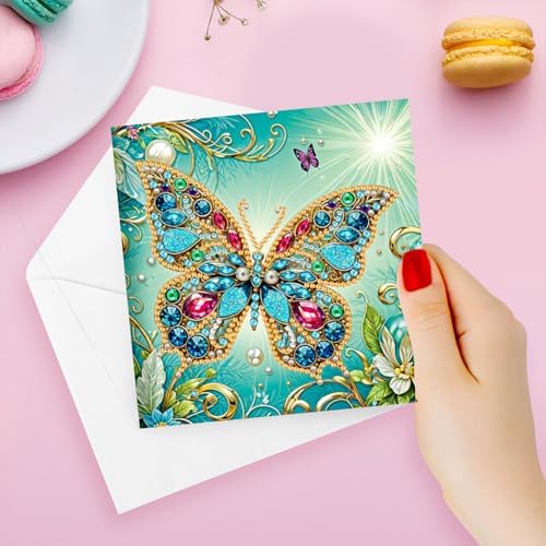 Diamond Art Cards with Envelopes–6PCS DIY Diamond Painting Greeting Cards Kit | Card Making Kit with Bling for Adults & Beginners | Birthday,Holiday & Thank You Cards (Flower and Butterfly) - Image 6