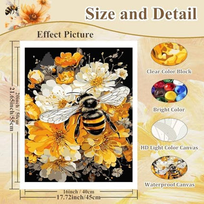 Bee Paint by Numbers Kit for Adults, Adult Paint by Number Kits 16x20 Inch - Image 4