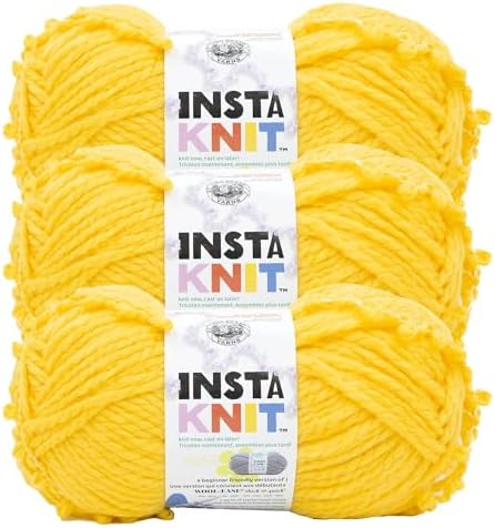 Lion Brand Yarn, InstaKnit Yarn, Singing Like A Canary, Yellow, 3 Pack by LionBrandYarn