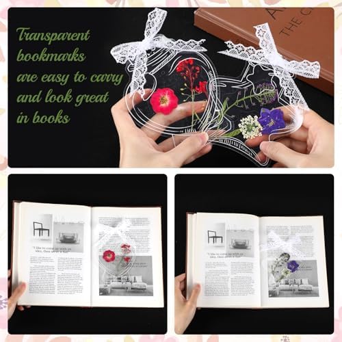 Faccito 135 Pcs Dried Flower Bookmark Making Kit Spring Craft 80 Pressed Flower and 50 Transparent Bookmarks with Hole Puncher Lace Tweezer DIY Book Mark Kits for Classroom Students Adults Party - Image 5