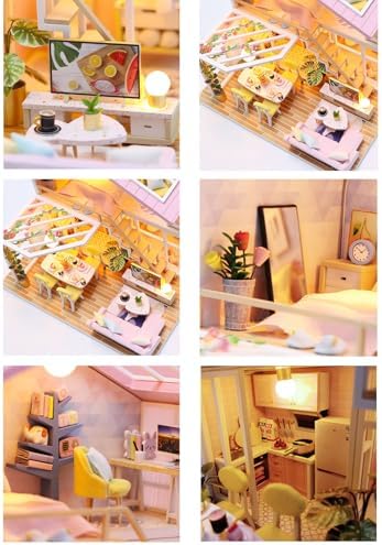 DIY Miniature House Kit: Sweet Time House, Parent-Child Craft Fun, Shelf Display with Details (Warm Pink,Filled with The Happyness of Life) - Image 3