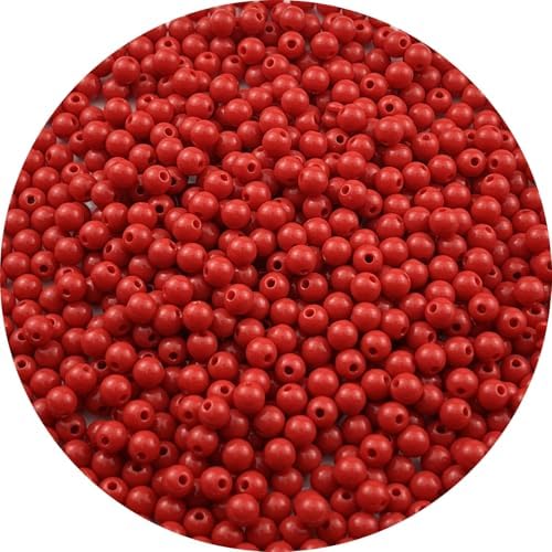700pcs Acrylic Round Beads for Crafts 6mm Resin Candy Color Spacer Beads with Hole for Jewelry Making Sewing Crafts Decoration Necklaces Bracelets Earrings Supplies(Red) by Unknown
