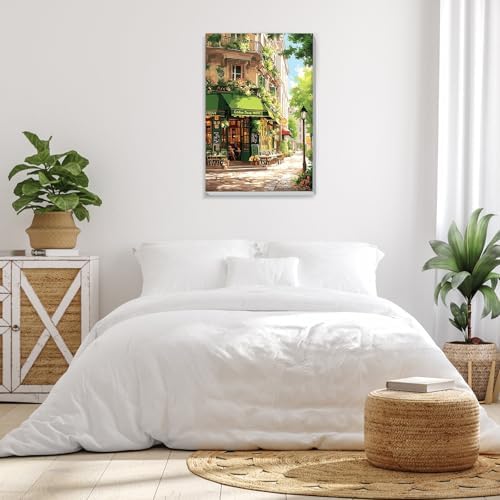 Bowetile Framed Street Cafe Paint by Numbers Kit for Adults, Adults' Paint-by-Number Kits on Canvas, Painting by Numbers Spring, DIY Acrylic Number Painting for Home Wall Decor, 8x12in - Image 4