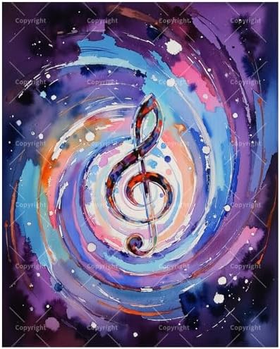 Cosmic Music Paint by Numbers Kit for Adults - DIY Swirling Galaxy with Treble Clef Symbol Painting on Canvas 12x16In, Framed Acrylic Paint Set, Suitable for Beginners, Art for Decoration or Gifts by Unknown