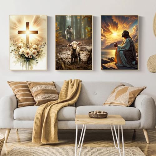 Mandun Religious Paint by Numbers Kit for Adults, 3 Pack, 7.8x11.8 inch - Image 3