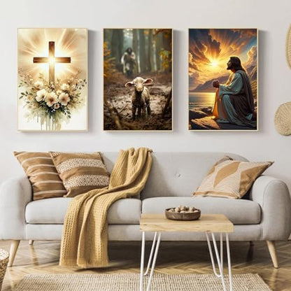 Mandun Religious Paint by Numbers Kit for Adults, 3 Pack, 7.8x11.8 inch - Image 3