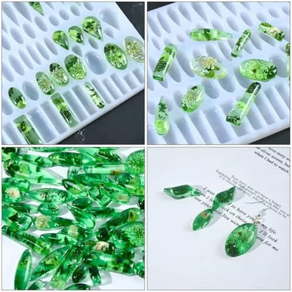 Attuslla Earring Resin Moulds Kit, Earring DIY Casting Mould Set with Ear Hook, Jump Rings or Earrings Pendants Keychains - Image 6
