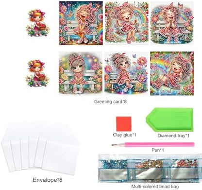 TDFERAN Diamond Painting Bench Rainbow Princess Card 6 Set Red Princess Crystal Puzzle Return Thank You Card Butterfly Garden Handmade Invitations Anniversary Bestie Cards Thank You Cards Wedding - Image 3