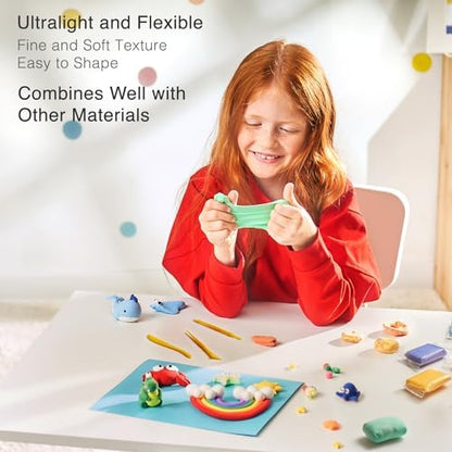 FlyFlag Air Dry Clay - 70 Colors, Ultra Light and Soft, Non-Toxic Modeling Clay for Kids with Tools and Tutorials, for Creative Play and Learning - Image 3