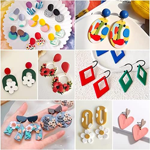 Polymer Clay Earring Making Kit- 30 Clay Earring Cutters, 24 Color Polymer Clay, 8 Circle Cutters, Rollers, B7000 Glue, 640 PCS Earrings Making Tools Accessories for Jewelry DIY (Instructions Include) - Image 2