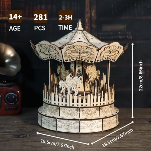 Music Park 3D Wooden Puzzle, Carousel Music Box - Image 4