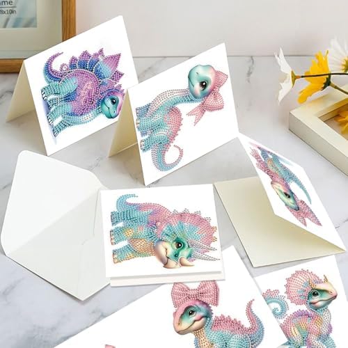 Focart 6-Pack Dragons Diamond Painting Greeting Card Kits, Special Shaped Diamonds Painting, DIY Handcraft for Relatives and Friends with Wishes,Unique Design Crafting for Birthday or Holiday Cards - Image 7