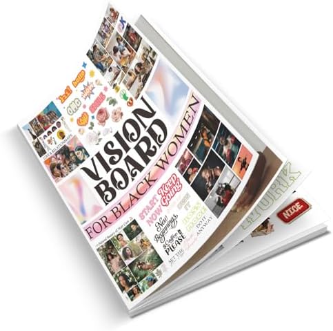 EggSun Vision Board Supplies with 1200+ Images & Quotes Collage Magazine Book, Wall Clip Art Scrapbook Journal Kit for Vision Board Making Beginners Women Men Teen Girls Room Decors (Black Women) by EggSun