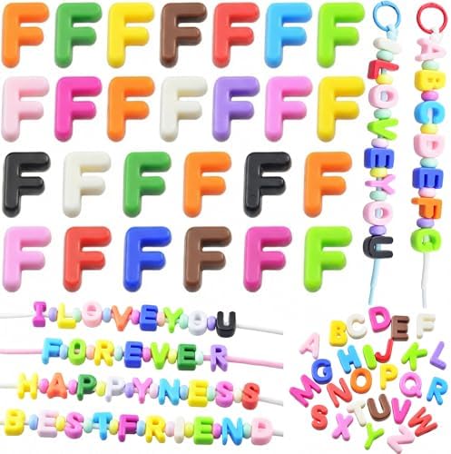 Large Letter Beads 26 Pcs 20mm 3D Paracord Beads Acrylic Colorful Bubble Big Alphabet Bead 6mm Large Hole Chunky Letter Bead for Keychains Purse Bag Charm Kit Backpack (26, Large Letter Beads F) by KJMLDIY