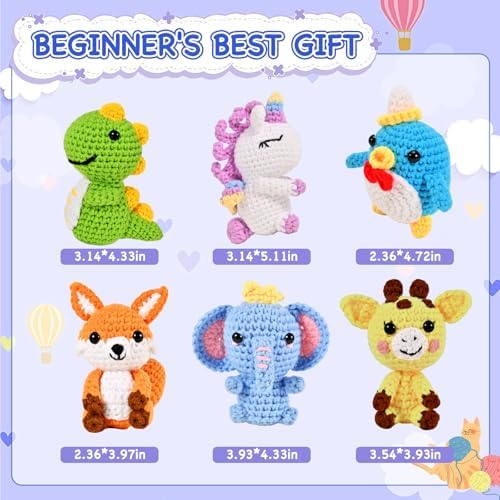 Wunila Crochet Kit for Beginners Adults, 6pcs Animal Crochet Starter Kit - Image 2