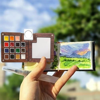 Travel Watercolor Paint Set - Pocket 15-Color Mini Kit with Sketchbook - Image 6