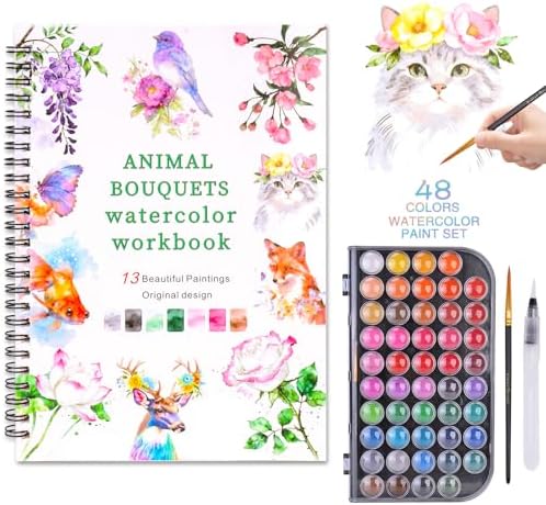 Watercolor Workbook Set with 48-Color Palette & Brushes by Unknown