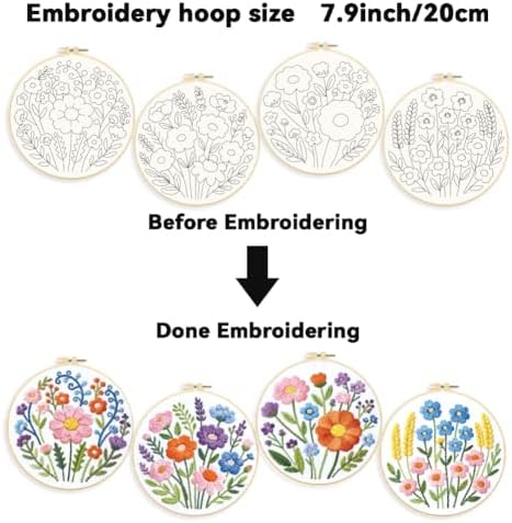 ORIGACH 4 Pack Easy Flower Embroidery Kit for Beginners - Image 3