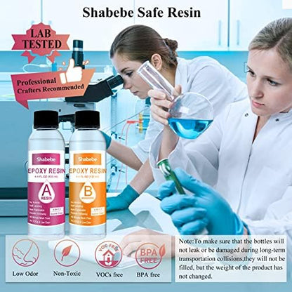 Shabebe Epoxy Resin, 8.8OZ Epoxy Resin Crystal Clear, Not-Yellowing No-Bubble, Self Leveling Easy Pour/Mix 1:1 Casting Kit & Coating for DIY Jewelry Making, Art Resina Clear Crafts, Molds,River Tables - Image 2