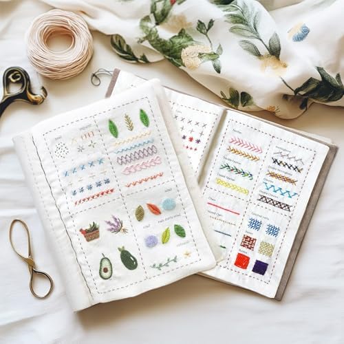 spicssa 2026 Upgraded Embroidery Stitch Book Kit, All in One Sewing Embroidery Kits, Starter Practice Patterns, Complete Tool kit and VideoTutorials, Gifts for Girlfriends, Mothers, and Craft Lovers - Image 6