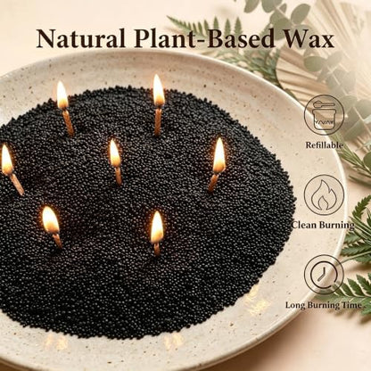 BISWYLBLJ 5lbs Black Candle Sand,Natural Pearled Candle with 50 Wicks - Image 2