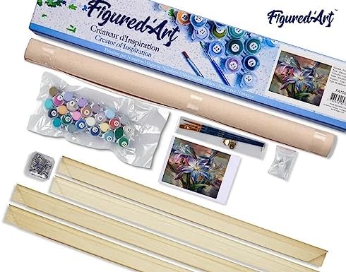 Figured'Art Paint by Numbers Kit for Adults Colourful Lilies 16"x20" - Craft Art Painting Rolled Canvas with DIY Wooden Frame - Image 5