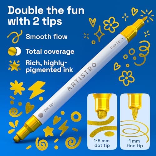 ARTISTRO Gold Dual-Tip Acrylic Paint Marker Pens - Set of 24 - Image 2