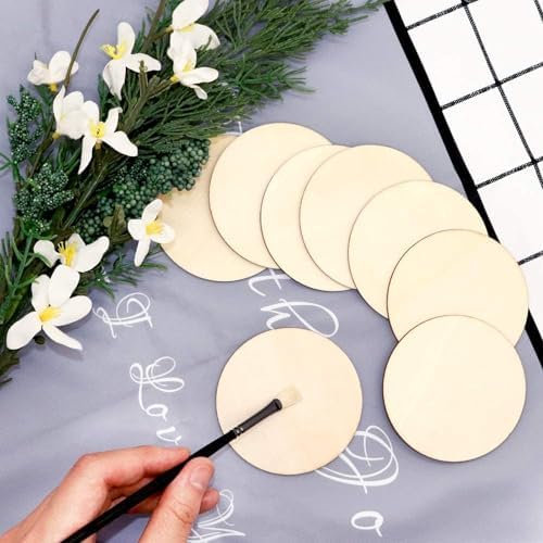 120 Pcs Unfinished Wood Circle Coins, 2 Inch Natural Wood Slices, Disc Blank Natural Ornaments for Decoration DIY Craft Art Supplies (Round 2 x 2 x 0.12 inches) - Image 4