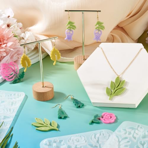 4Pcs Flower Leaf Pendant Resin Molds Assorted Plant Tree Floral Leaves Silicone Molds for Epoxy Resin Craft Casting DIY Earring Necklace Jewelry Making - Image 4