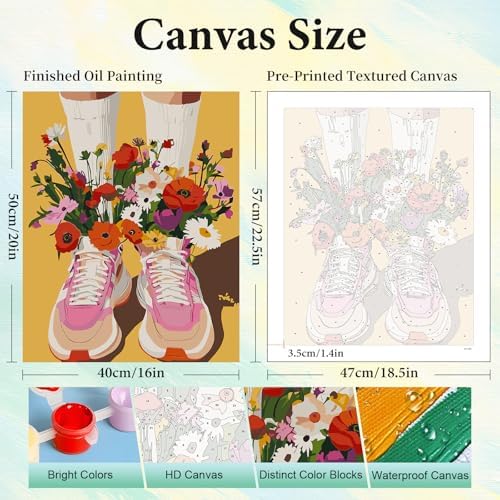 Paint by Numbers Kit for Adults, Sneakers DIY Painting Kit, 16x20 Inch - Image 3