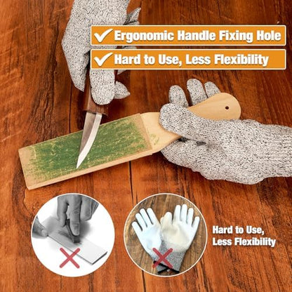 Wood Carving Kit, 24Pcs Wood Carving Tools with Storage Bag, Wood Whittling Knife Kit with 4pcs Templates & 6pcs Basswood Blocks for DIY Beginners - Image 6
