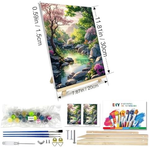 JOOZ Paint by Numbers Kit for Adults with Frame, Landscape Paint by Number Canvas, Mountain Paint by Numbers with Easel, DIY Flowers Scenery Oil Painting Kit for Home Wall Decor 8 x 12 Inch - Image 2