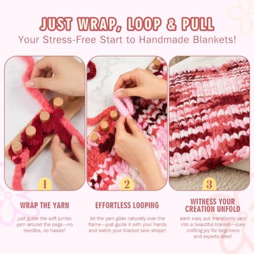 Zlshmoee 64'' Chunky Blanket Loom, Detachable Knitting Weaving Frame for Teens & Adults, NoNeedles Required, DIY Throw Blankets Scarves Shawls,Stress Relief Home Decor, Beginner Friendly HandmadeGift - Image 4