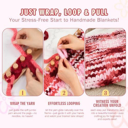 Zlshmoee 64'' Chunky Blanket Loom, Detachable Knitting Weaving Frame for Teens & Adults, NoNeedles Required, DIY Throw Blankets Scarves Shawls,Stress Relief Home Decor, Beginner Friendly HandmadeGift - Image 4